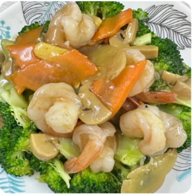 E03 西兰花炒虾球 Broccoli with Peeled Prawns